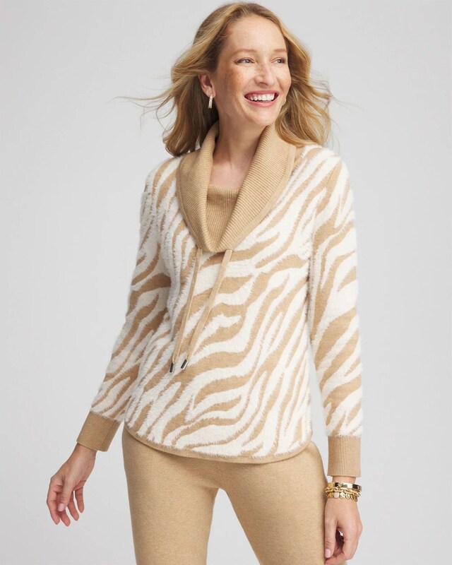 Zenergy Zebra Cowl-Neck Top